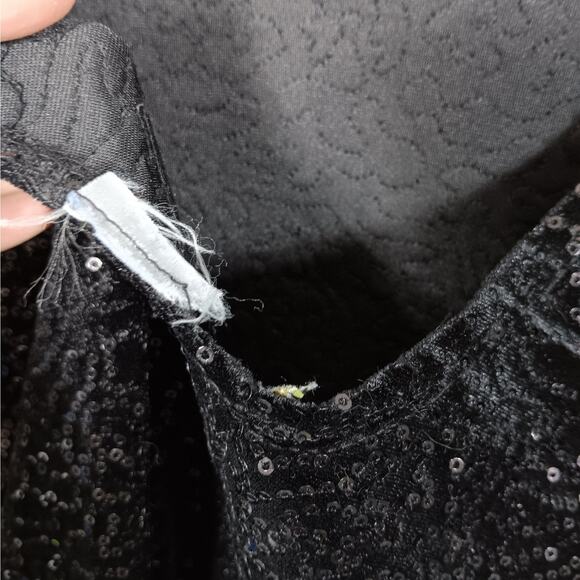 Sequined Cocktail Dress Size Small Bodycon Low Back Black 3/4 Sleeves No Tags - Picture 9 of 11